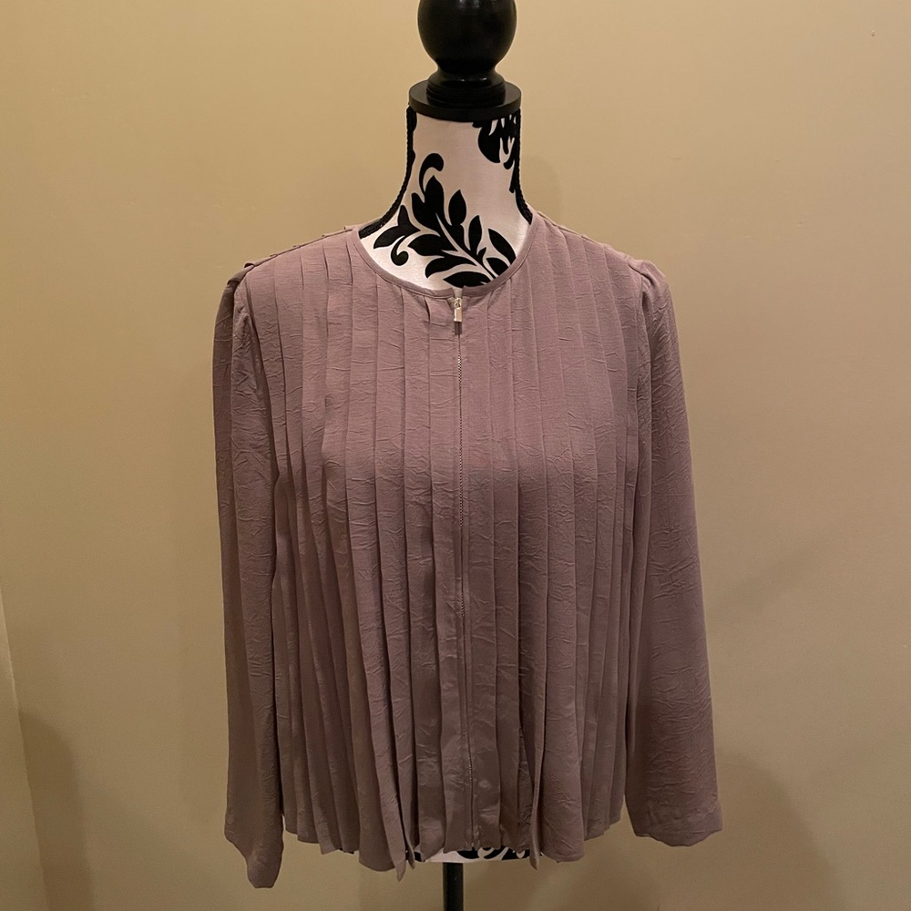 Zara Mauve or Taupe Pleated Chiffon Jacket